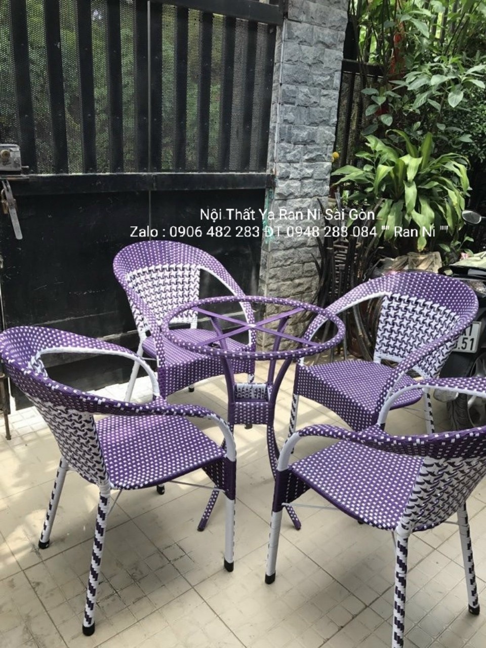 Bàn ghế quán cà phê đẹp, Ghế nhựa giả mây Sài Gòn Tp HCM